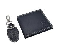 J. Wilson London Wallets Mens Slim RFID Blocking Genuine Leather with Coin Pocket & Key Holder Gift Box Set