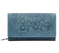 J. Wilson London Women's Luxury Wallet - Premium Leather, RFID Protection, Multiple Compartments, Secure Zip Pocket (Blue)