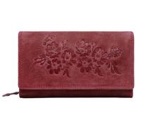 J. Wilson London Women's Luxury Wallet - Premium Leather, RFID Protection, Multiple Compartments, Secure Zip Pocket (Red)