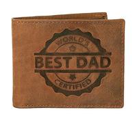 J. Wilson London Worlds Best DAD Certified Mens Genuine Distressed Hunter Leather Wallet with Coin Purse Gift Boxed (Distressed Brown)