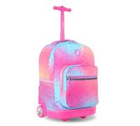J World New York Sunrise Kids Rolling Backpack for Girls Boys Teen. Roller Bookbag with Wheels, Confetti, 18"