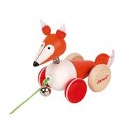 J08191 Wooden Pull-Along Animal, Fox - Plush Soft Toy