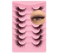 J1-K01 3D False Eyelashes, Cat Eye, Cat Eye, Natural Artificial Eyelashes Set, Fox Eye, Artificial Eyelashes, Natural Look, Angel Winged Fake Lashes, Faux Mink Eyelashes, 7 Pairs