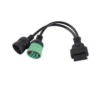 J1708 6 Pin J1939 9 Pin to OBD2 16 Pin Female Adapter Diagnostic Y Cable, Heavy Duty Trucks Buses Trailers Connector, Professional ABS Material OBD2 Splitter Adapter with