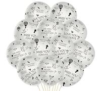 J1GOXXU 37Pcs Memorial White Balloon with Ribbon Set Remembrance Funeral Memorial Service Balloons Miss You Forever Love You Always We Will Never Forget Biodegradable Latex Balloon Decoration Supplies