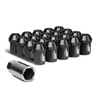 J2 Engineering LN-T7-024-125-BK 20Pcs M12 x 1.25 7075-T6 Aluminum 35mm Close-End Lug Nut w/Socket Adapter (Black)