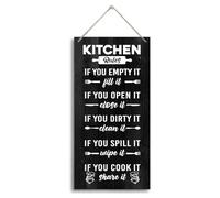 J2 Farmhouse Rustic Kitchen Sign, Hanging Printed Wooden Plaque Decor, Shared Kitchen Rules Sign for Hostel Dormitory 12x6inch