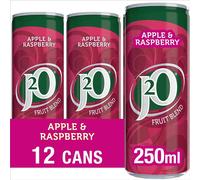 J2O Fruit Juice, Apple and Raspberry, 250ml Cans (Pack of 12)