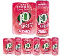 J2O Fruit Juice Spritz Blend, Pear and Raspberry, 250ml Can (Pack of 16)