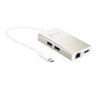 j5 create JCA374 USB Type-C HDM RJ-45 Multi Adapter - Gold/White