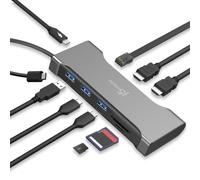 j5create 12 in 1 Flexible Ports USB-C Hub, MST Dual 4K60Hz/1080p144Hz HDMI, 3 x USB-A, 3 x 5Gbps USB-C, SD/microSD, Gigabit Ethernet, for Windows Laptop (JCD367)