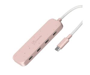 j5create 4-in-1 Pink USB-C to 4-Port Type-C Hub(Eco-Friendly) | Hub with Four 10 Gbps Type-C Ports, for MacBook Pro/Air, iPad, Mac mini & More Type-C Devices (JCH345ER)