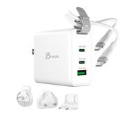 j5create 65W GaN USB-C 3-Port Traveler Charger with changeable AC plugs and USB-C cable