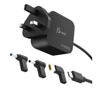 j5create 67W GaN PD USB-C Mini Charger with Interchangeable DC Connectors, Suitable for USB-C PD Powered Laptops and the DC powered laptops including Lenovo, Dell, and HP (JUP1565DCF3A)