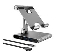 j5create Adjustable Tablet Stand with USB Type C Docking Station for iPad | Pro/Air/mini : 4K60 HDMI, 2 x USB-A 5Gbps, 100W PD Charging, microSD/SD Card Reader, 3.5mm Audio Jack (JTS224)