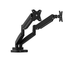 j5create Dual Monitor Mount with 10-in-1 Docking Station, Fully Adjustable Monitor Desk Stand for 2 Screens up to 32 inch, Conveniently Set Optimal Angle and Maximize Productivity (JTSA302)