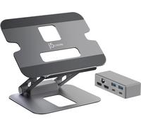 J5Create JTS427 Multi-Angle Stand & Dual HDMI Docking Station - Space Grey, Silver/Grey