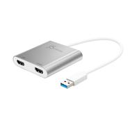 j5create JUA365 USB™ 3.0 to Dual HDMI Multi-Monitor Adapter, Silver