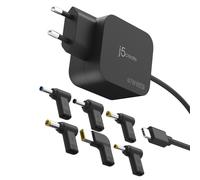 j5create JUP1565DC 67W GaN PD USB-C® Mini Charger with 6 Types of DC Connector-EU, Black