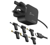 j5create JUP1565DC 67W GaN PD USB-C Mini Charger with 6 Types of DC Connector-UK Black
