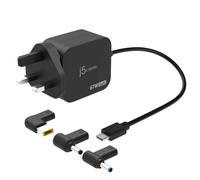 j5create JUP1565DCF3A 67W GaN PD USB-C® Mini Charger with 3 Types of DC Connector - UK, Black