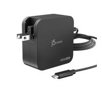 j5create JUP25102V 102W GaN PD USB-C® 2-Port Charger with Changeable AC Plugs, Black