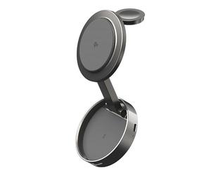 j5create Qi2 3-in-1 Magnetic Wireless Charging Station - for iPhone, Apple Watch, AirPods | 15W Fast Charging | Adjustable Phone & Watch Stand, 360° Rotating Base | Foldable Travel Design (JUPW3515)