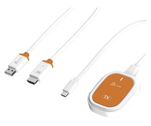 J5CREATE ScreenCast Full HD JVAW61-N USB Type-C to USB Display Adapter, White,Orange