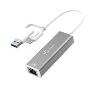 j5create USB-C to 2.5 Gigabit Ethernet Adapter, Network Card, Ethernet Booster, 3-1516'', Space Gray, JCE145C