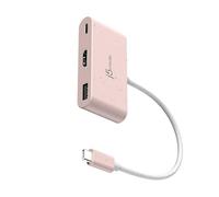 j5create USB-C to HDMI & USB Type-A with Power Delivery(Eco-Friendly, Pink) | USB-C Hub with 4K HDMI, USB-A 5Gbps, 100W PD Charging, for MacBook Pro, Chromebook, HP & Samsung