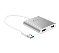 j5create USB to HDMI Adapter - Dual HDMI USB 3.0 Multi-Monitor Cable | 4K + 1080p | Compatible with Windows and macOS (JUA365)
