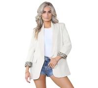 J5fashion Leopard Cuff Print Blazer Beige Size 10