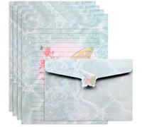 J6&H6 Romantic Butterfly Rose Stationery Set with Unique Design, Premium Paper for Love Letters, Wedding Invitations, and Gift Giving. (Water ripple butterfly)