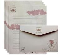 J6&H6 Romantic Butterfly Rose Stationery Set with Unique Design, Premium Paper for Love Letters, Wedding Invitations, and Gift Giving(Pink Rose)