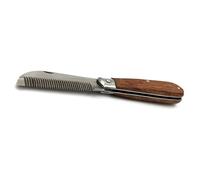 JA Horse JA2017 Professional Curling Knife with Wooden Handle for Horses Mane Knife Stainless Steel for Warping and Shortening the Mane High Quality Brass Finish for Horse Care