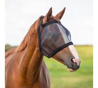 JA Horse JA8004 Fly Mask without Ears, Fine Mesh Feeding Brake with Soft Wool Imitation, Robust Insect Protection for Pasture (Black, Full)