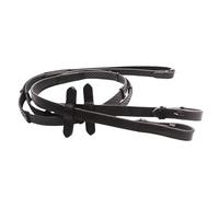 JA Horse Leather Reins Rubber Reins - High Quality Leather Riding Reins with Rubber Coating and Martingale Stopper for Secure Grip & Control (Black, Full)