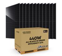 JA Solar Pack of 12 Solar Panels 450Watt Full Black Bifacial Off Grid - Hybrid