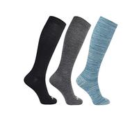 ja vie 80% Merino Wool Ultra Soft 15-20mmHg Graduated Compression Socks for Women & Men, 3 Pairs: 1 Black+ 1 Med Grey+ 1 Teal Blue, Small