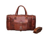 Jaald 18" Leather Duffle Bag Travel Carry-on Luggage Overnight Gym Weekender Bag