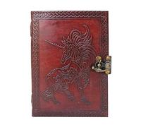 Jaald Handmade Vintage Leather Journal Notebook Personal Diary for Creative Writing Artists Poets Unicorn Embossed Lockable Secret Daily Planner