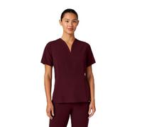 JAANUU Calix Women’s V-Neck Scrub Top - UltraLAST 4-Way Stretch, Moisture-Wicking, 2 Pockets Fit & Flare Medical Uniform Top, Burgundy, M