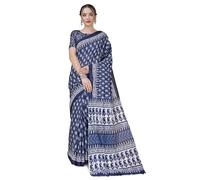 Jaanvi fashion Handicrafts Women's Ikat Hand Block Print Jaipuri Cotton Mulmul Saree with Blouse Piece (mouni-roy-saree)