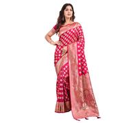 Jaanvi fashion Women's Banarasi Silk Sarees With Zari Jacquard Work & Blouse Piece (kohinoor-silk-vol-25-f-french-rose-n)