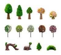 JaAoyoo 14pcs Model Trees, Mixed Miniature Trees Fairy Garden Accessories Mini Zen Garden Accessories, Micro Landscape Ornaments for Terrarium Plant Potted Bonsai Railway Train Scenery