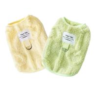 JAAQUCD 2 Pack Small Dog Sweater Fleece Cat Outfit with D-Ring Fall Puppy Clothes for Girl Boy Cold Weather Dog Coat Winter Pet Clothing for Cats Chihuahua Yorkie Teacup (Yellow Green, Small)