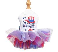 JAAQUCD 4th of July Dog Dress for Small Dogs Independence Day Girl Puppy Dresses with Stars Patriotic Cat Outfit Tulle Skirt Holiday National Day Pet Clothes(4th of July, X-Large)