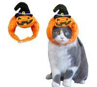 JAAQUCD Cat Pumpkin Hat Pet Halloween Costume Adjustable XS Dog Cap Halloween Puppy Outfit Holiday Pary Costume Head Accessories for Cats Small Dogs (Orange Pumpkin, One Size)