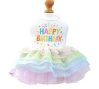 JAAQUCD Dog Birthday Outfit Girl Puppy Princess Tutu Dress for Small Dogs Pet Birthday Cake Dresses Cat Birdhay Decoration Haliday Pet Apparel (Coloful, X-Small)