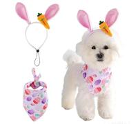 JAAQUCD Dog Easter Costume Pet Bunny Ears Headband and Egg Bandanas Set Puppy Easter Outfit Dog Rabbit Accessories Clothes for Small Medium Large Dog (Pink, Small)